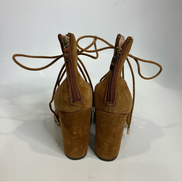 Marc Fisher Stevee lace up heels block heels caramel size 7.5 trendy dressy - Picture 4 of 6